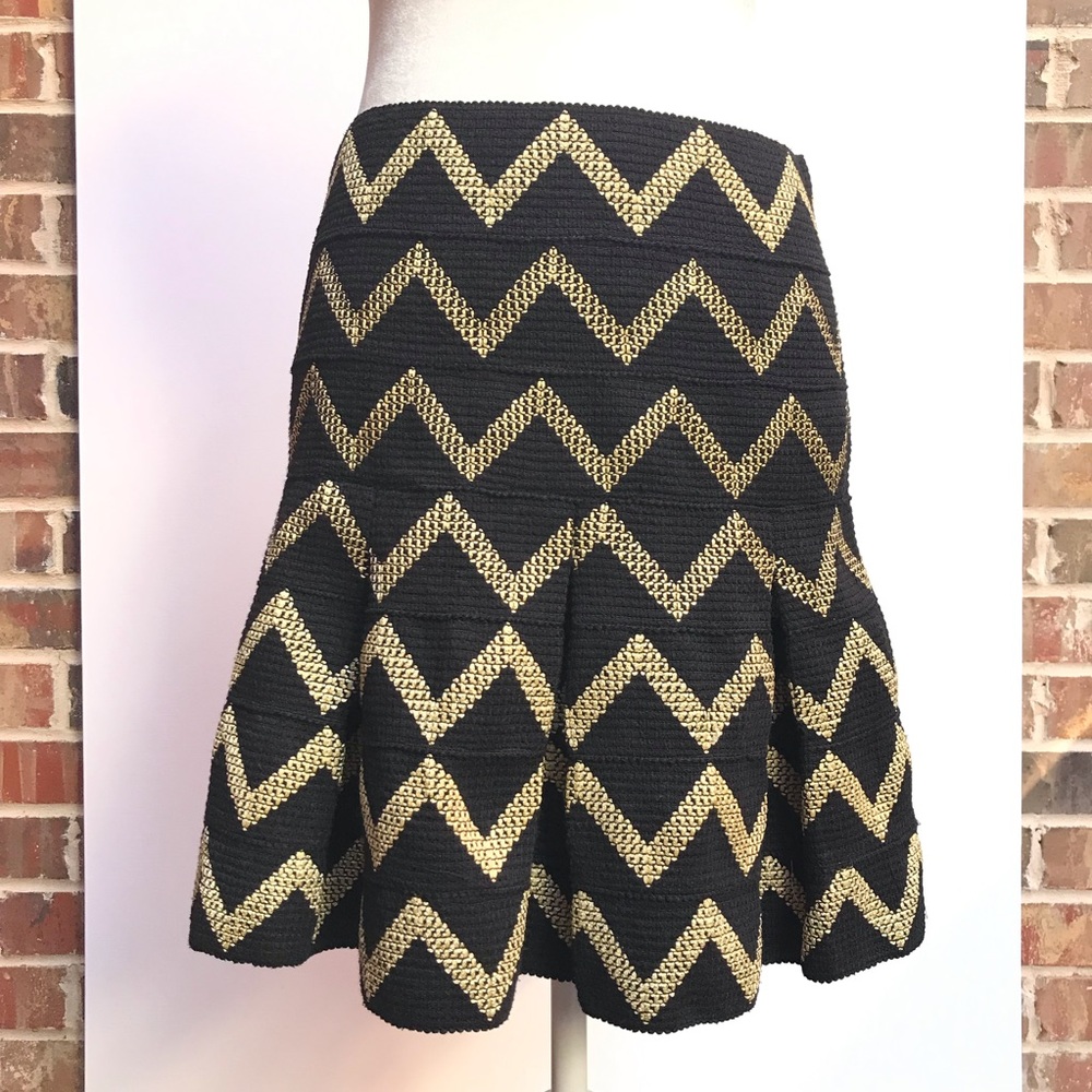 Petit Gateau Stretchy Zigzag Skater Mini Skirt